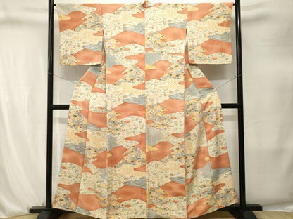 平和屋着物■上質な小紋　吉祥草花文　暈し染め　正絹　逸品　CABJ3253ev