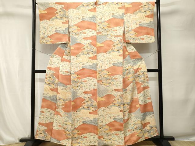 平和屋着物■上質な小紋　吉祥草花文　暈し染め　正絹　逸品　CABJ3253ev