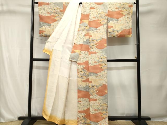 平和屋着物■上質な小紋　吉祥草花文　暈し染め　正絹　逸品　CABJ3253ev