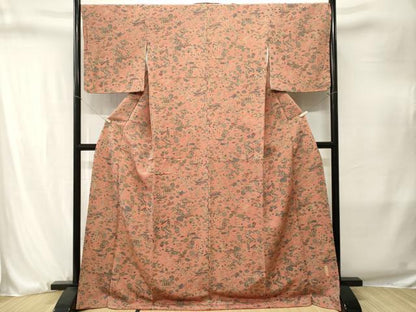 平和屋着物■上質な小紋　草木染　型染め　鳳凰風景文　ロング丈　正絹　逸品　CABJ3255ev