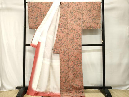 平和屋着物■上質な小紋　草木染　型染め　鳳凰風景文　ロング丈　正絹　逸品　CABJ3255ev