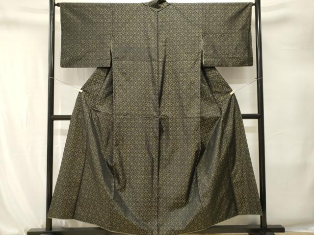 平和屋着物■本場大島紬　幾何学文　正絹　逸品　CABJ3257ev