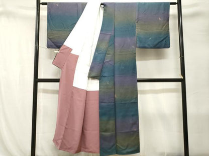 平和屋着物■上質な小紋　霞枝花文　暈し染め　正絹　逸品　CABJ3260ev