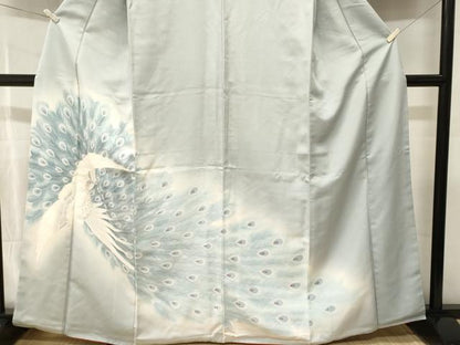 平和屋着物■訪問着　刺繍　孔雀文　銀彩　正絹　逸品　CABJ3264ev