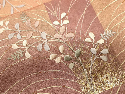 平和屋着物■訪問着　刺繍　芒草花文　暈し染め　金銀彩　正絹　逸品　CABJ3265ev