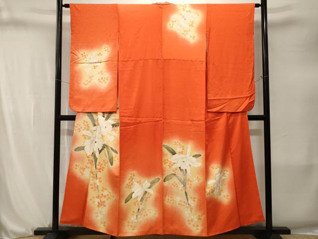 平和屋着物■訪問着　刺繍　カトレア　金彩　正絹　逸品　CABJ3266ev