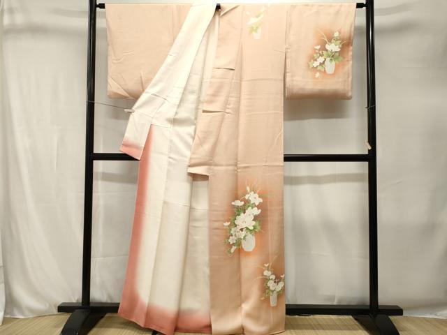 平和屋着物■訪問着　陶器草花文　暈し染め　正絹　逸品　CABJ3267ev