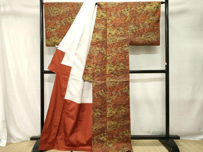 平和屋着物■上質な紬　幾何学花文　正絹　逸品　CABJ3268ev