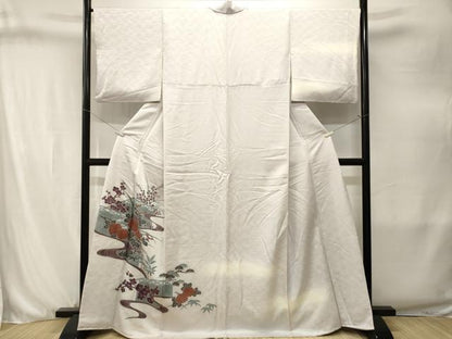 平和屋着物■訪問着　刺繍　松竹梅流水文　暈し染め　正絹　逸品　CABJ3272ev