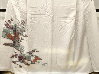 平和屋着物■訪問着　刺繍　松竹梅流水文　暈し染め　正絹　逸品　CABJ3272ev