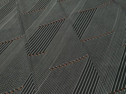 平和屋着物■上質な小紋　作家物　幾何学斜線文　黒地　正絹　逸品　CABJ3275ev