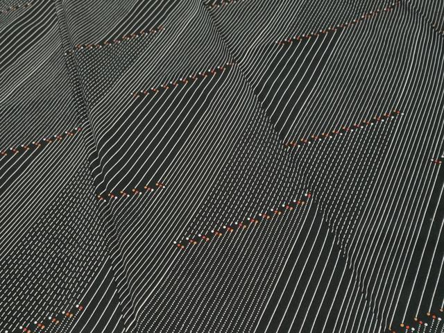 平和屋着物■上質な小紋　作家物　幾何学斜線文　黒地　正絹　逸品　CABJ3275ev