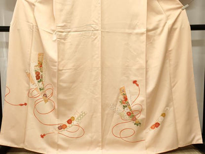 平和屋着物■訪問着　刺繍　短冊草花文　金彩　正絹　逸品　CABJ3281ev