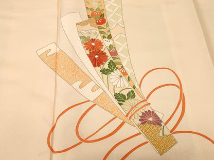 平和屋着物■訪問着　刺繍　短冊草花文　金彩　正絹　逸品　CABJ3281ev