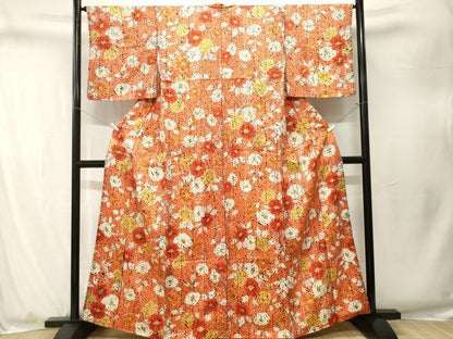 平和屋着物■上質な小紋　枝花文　正絹　逸品　CABJ3282ev