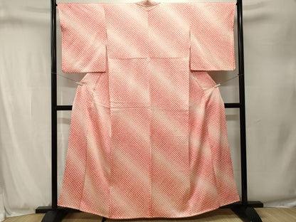 平和屋着物■上質な小紋　総絞り　斜線文　正絹　逸品　CABJ3285ev