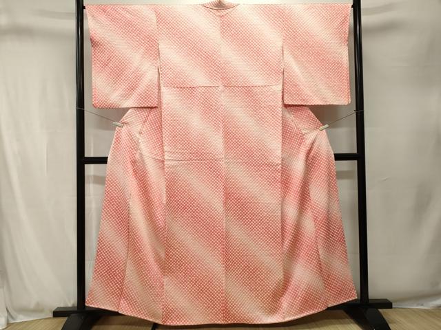 平和屋着物■上質な小紋　総絞り　斜線文　正絹　逸品　CABJ3285ev