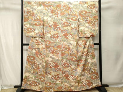 平和屋着物■上質な小紋　吉祥鳳凰草花文　正絹　逸品　CABJ3286ev