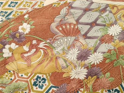 平和屋着物■上質な小紋　吉祥鳳凰草花文　正絹　逸品　CABJ3286ev