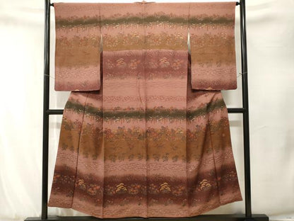平和屋着物■訪問着　作家物　露芝草花文　暈し染め　金彩　正絹　逸品　CABJ3293ev
