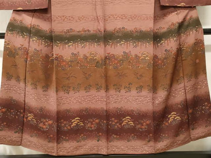 平和屋着物■訪問着　作家物　露芝草花文　暈し染め　金彩　正絹　逸品　CABJ3293ev