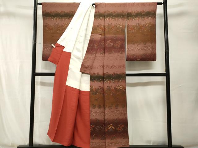 平和屋着物■訪問着　作家物　露芝草花文　暈し染め　金彩　正絹　逸品　CABJ3293ev