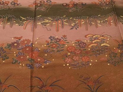 平和屋着物■訪問着　作家物　露芝草花文　暈し染め　金彩　正絹　逸品　CABJ3293ev