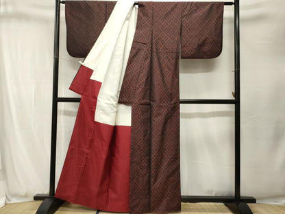 平和屋着物■本場大島紬　菱文　正絹　逸品　CABJ3296ev
