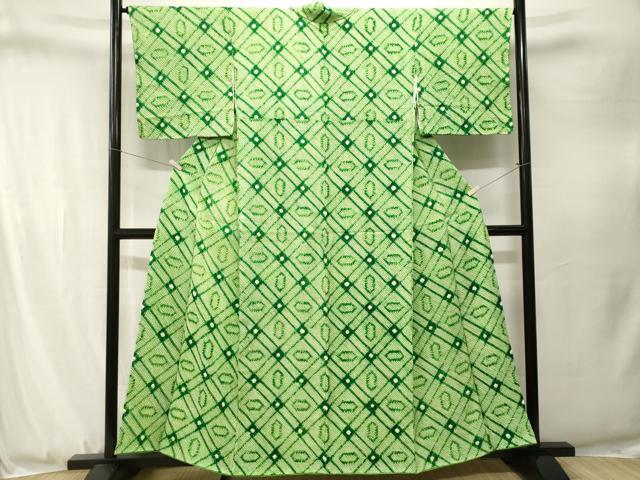平和屋着物■上質な小紋　総絞り　菱文　正絹　逸品　CABJ3303ev