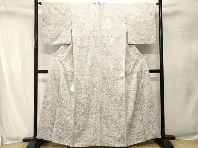 平和屋着物■上質な小紋　総絞り　流水青海波菊文　正絹　逸品　CABJ3304ev