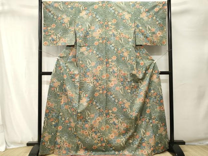 平和屋着物■上質な小紋　紬地　辻が花　正絹　逸品　CABJ3309ev