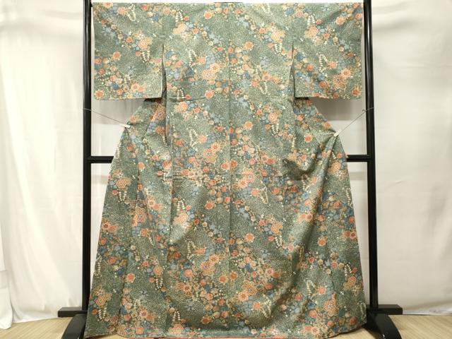 平和屋着物■上質な小紋　紬地　辻が花　正絹　逸品　CABJ3309ev