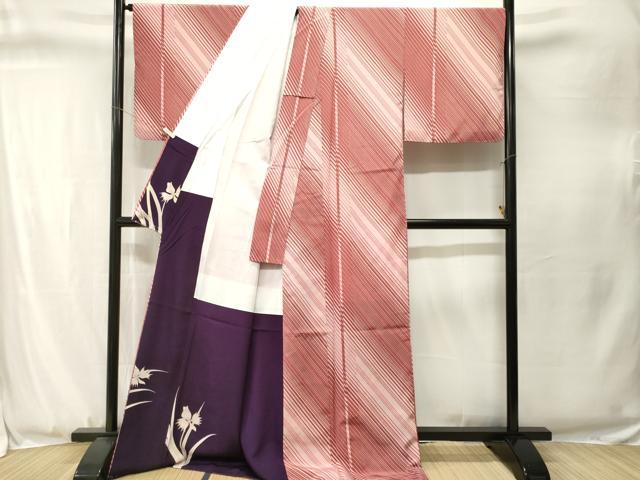 平和屋着物■小紋　斜線間道　洗える着物　CABJ3321ev