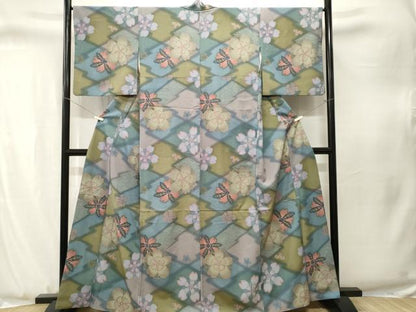 平和屋着物■小紋　松皮菱舞花文　暈し染め　洗える着物　CABJ3322ev