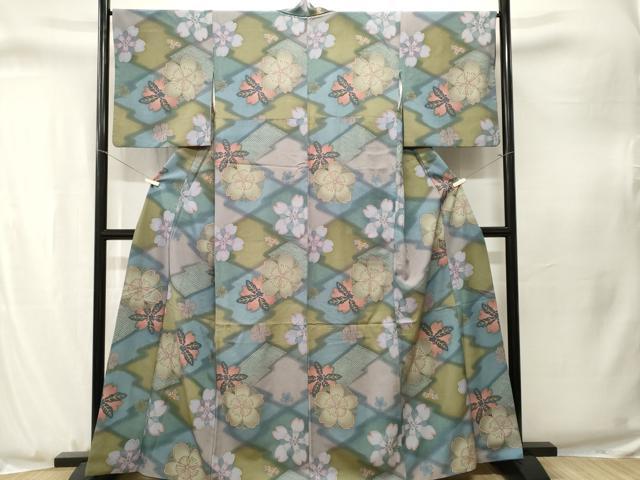 平和屋着物■小紋　松皮菱舞花文　暈し染め　洗える着物　CABJ3322ev