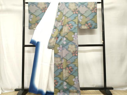 平和屋着物■小紋　松皮菱舞花文　暈し染め　洗える着物　CABJ3322ev