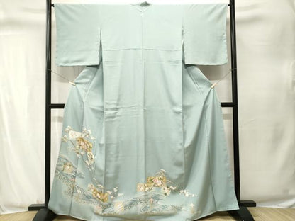 平和屋着物■豪華色留袖　駒刺繍　飛鶴色紙重ね雪輪枝梅松文　暈し染め　金彩　正絹　逸品　CABJ3327ev