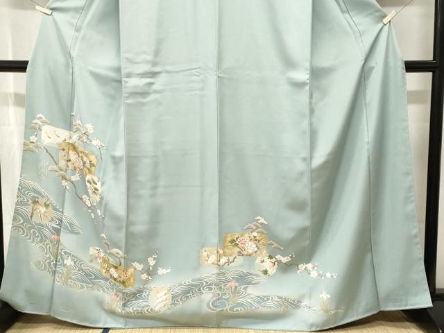 平和屋着物■豪華色留袖　駒刺繍　飛鶴色紙重ね雪輪枝梅松文　暈し染め　金彩　正絹　逸品　CABJ3327ev
