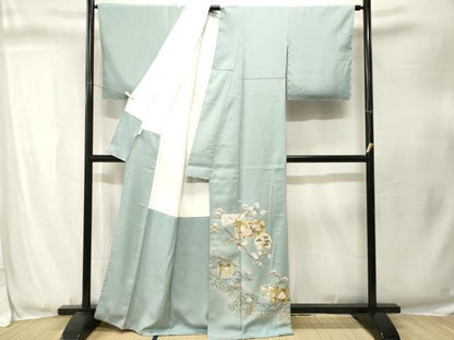平和屋着物■豪華色留袖　駒刺繍　飛鶴色紙重ね雪輪枝梅松文　暈し染め　金彩　正絹　逸品　CABJ3327ev