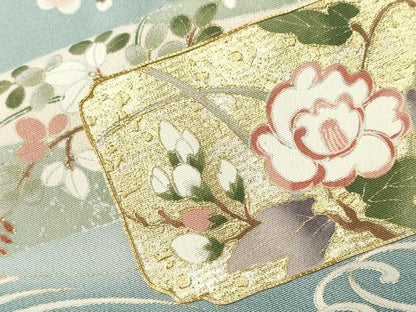 平和屋着物■豪華色留袖　駒刺繍　飛鶴色紙重ね雪輪枝梅松文　暈し染め　金彩　正絹　逸品　CABJ3327ev