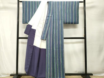 平和屋着物■上質な小紋　縞　正絹　逸品　CABJ3328ev