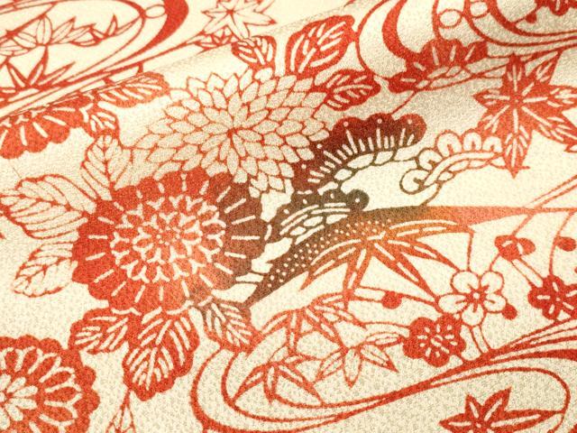 平和屋着物■上質な小紋　型染め　松竹梅流水花文　正絹　逸品　CABJ3329ev
