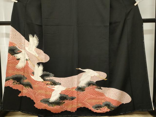 平和屋着物■豪華黒留袖　立波飛鶴文　金彩　正絹　逸品　CABJ3331ev