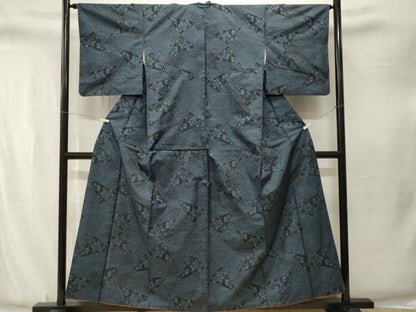 平和屋着物■本場大島紬　7マルキ　草花幾何学文　正絹　逸品　CABJ3332ev