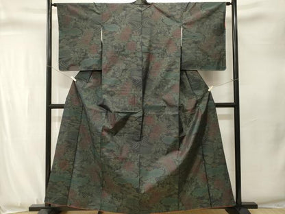 平和屋着物■本場大島紬　籬流水菊文　正絹　逸品　CABJ3338ev