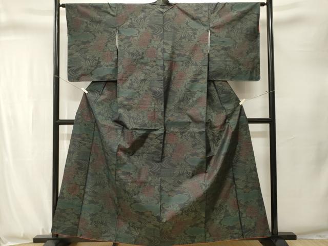 平和屋着物■本場大島紬　籬流水菊文　正絹　逸品　CABJ3338ev