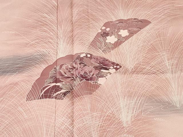 平和屋着物■訪問着　流水芒扇面花文　暈し染め　正絹　逸品　CABJ3343ev