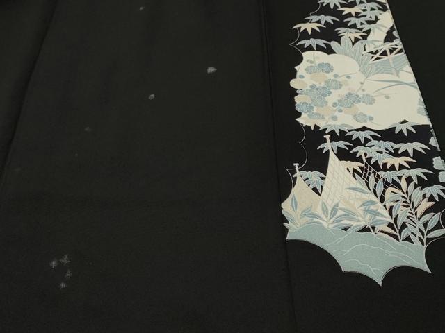 平和屋着物■豪華黒留袖　駒刺繍　鴛鴦御所解文　金彩　正絹　逸品　CABJ3345ev