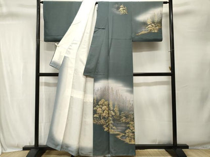 平和屋着物■訪問着　樹林文　暈し染め　金彩　正絹　逸品　CABJ3348ev