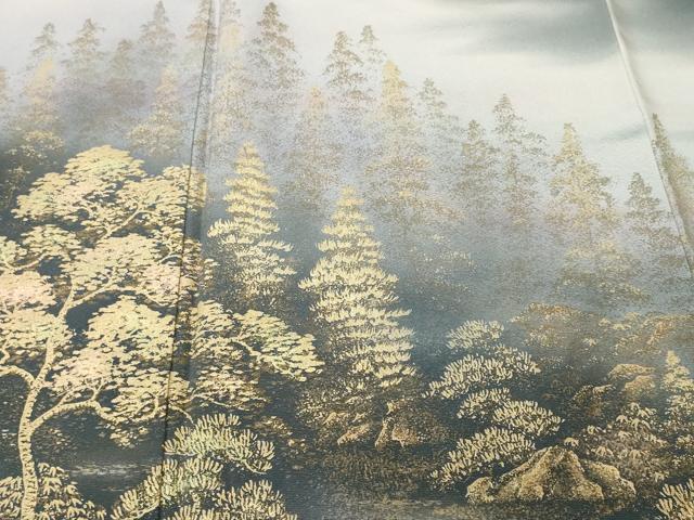 平和屋着物■訪問着　樹林文　暈し染め　金彩　正絹　逸品　CABJ3348ev